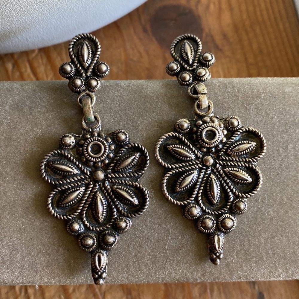 💛 Vintage Sterling Silver Indian Designer Earrings
